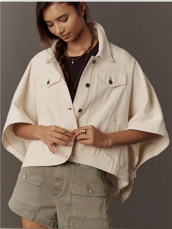 Anthropologie Jackets & Blazers - NWOT Anthropologie Pilcro Weston Cape Denim Boyfriend Jacket